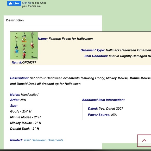 New Hallmark Keepsakes Famous Faces for Halloween Disney Ornament Set 2007 - Picture 9 of 9